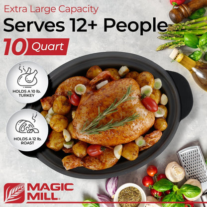 Slow Cooker 10 Quart | Extra Large Non-Stick Metal Searing Pot & Transparent Tempered Glass Lid Multipurpose Lightweight Slow Cookers, Pot Is Safe to Put the on the Flame, Dishwasher Safe4