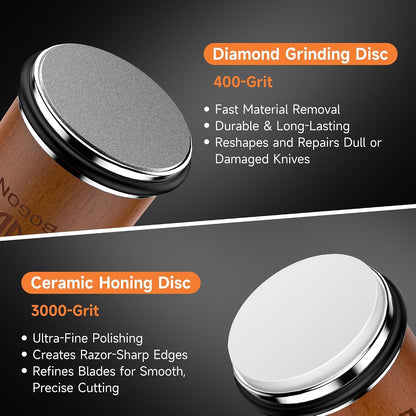 Rolling Knife Sharpener with Diamond & Ceramic Disc, Classic Kit | 15° & 20° Magnetic Angle Guides, Leather Strop, Fast & Safe Sharpening Kit, for Any Hardness Kitchen & Pocket Knives3