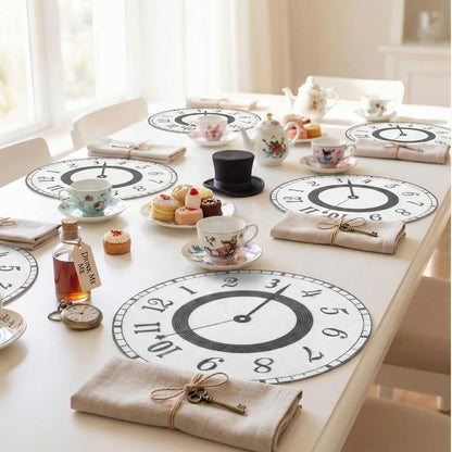 12 Pcs Wonderland Tea Party Decoration Clocks Placemats Party Game Table Non Slip Cup Mats for Dining Kitchen Birthday Baby Shower Decor Supplies6