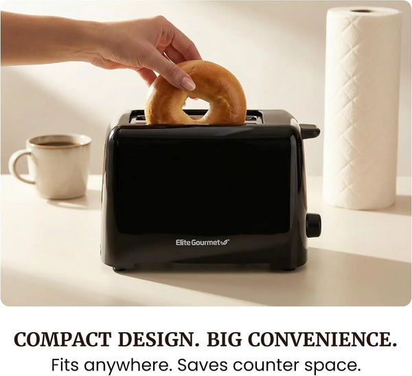 2-Slice Cool-Touch Toaster, Extra-Wide 1.25" Slots, Black | 6 Browning Levels, Fits Bagels & Thick Bread, Cancel Function, Compact & ETL Certified6