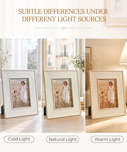 5X7 Boho Picture Frame Rattan Beige Unique Coastal Photo Frame8