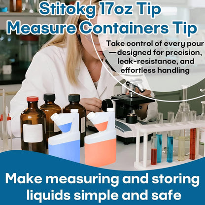 17Oz Tip & Pour Measuring Containers with Lids (2 Pcs) – Plastic Tip Measure Bottles, up to 2Oz Precise Measuring Capacity, Reusable Measuring Cups, No Extra Measuring Cup Needed7