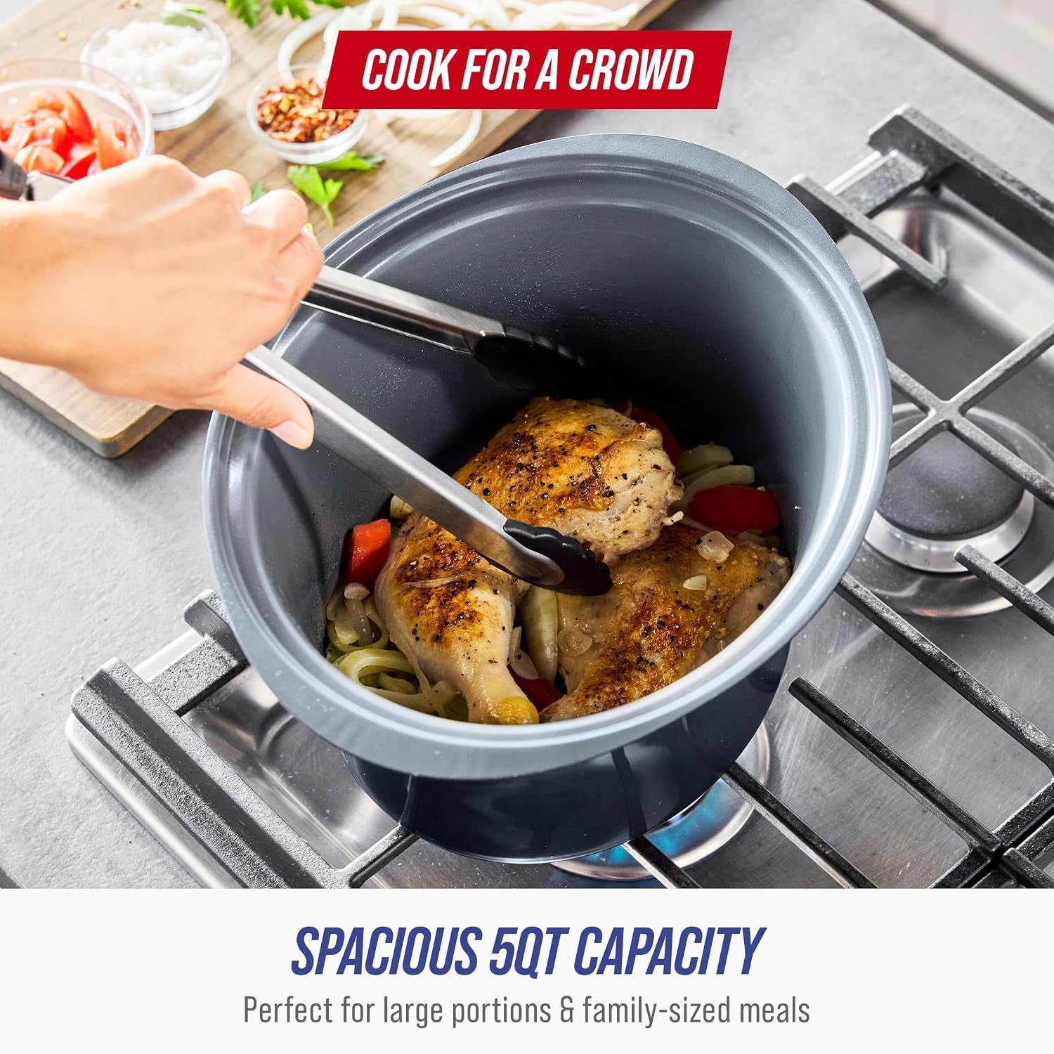 5qt-hinged-lid-nonstick-pfas-free-ceramic-slow-cooker-dishwasher-safe-removeable-crock-4-presets-including-delay-and-keep-warm-graphite