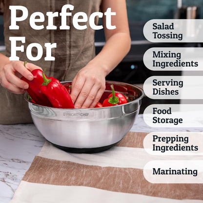 6Pc Stainless Steel Mixing Bowls with Lids Set, 7 Qt, Black | Non-Slip Nesting Bowls, 3 Graters and Interior Measurement Marks; for Meal Prep, Baking and Airtight Fridge Storage4