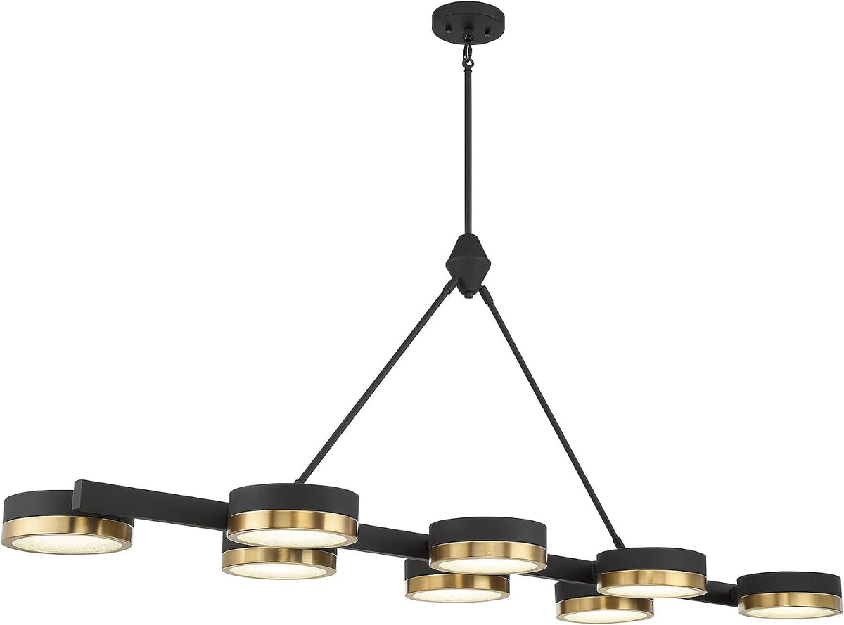 1-1636-8-143-ashor-modern-crushed-crystal-linear-chandelier-integrated-led-8-light-88-total-watts-23-h-x-60-l-matte-black-with-warm-brass-accents