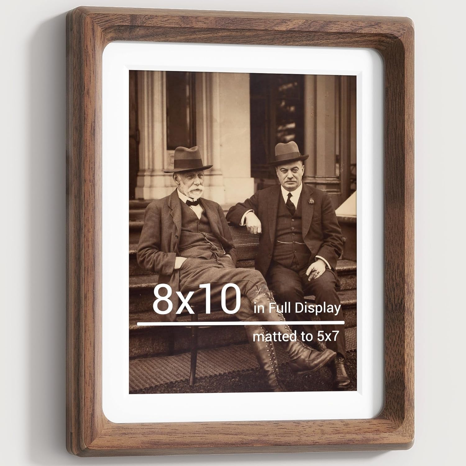 8x10-picture-frames-natural-walnut-original-wood-hand-make-crafted-photo-frame-with-mat-to-5x7-graduation-picture-display-family-picture-wedding-picture-tabletop-wall-decoration