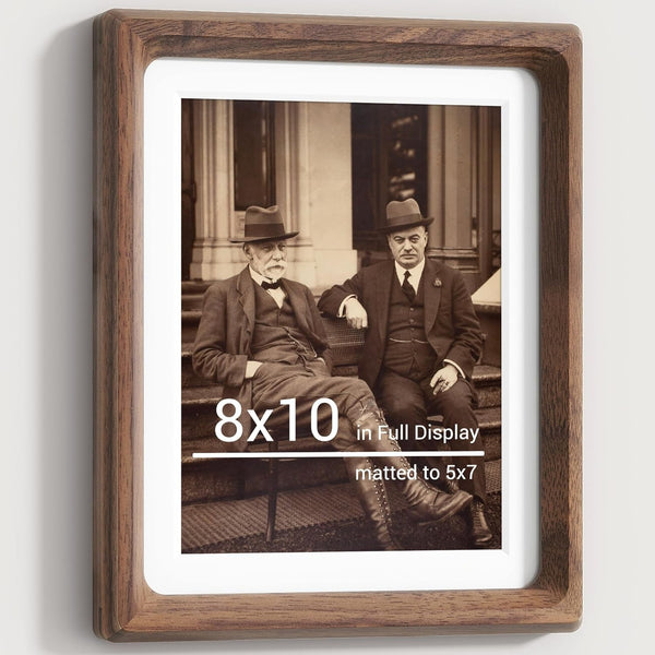 8X10 Picture Frames Natural Walnut,Original Wood Hand Make Crafted Photo Frame with Mat to 5X7 Graduation Picture Display,Family Picture,Wedding Picture Tabletop & Wall Decoration1