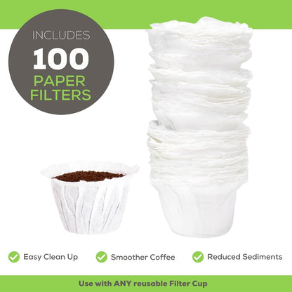 Café Filter Paper Liners for Reusable K-Cup Coffee Pods, 100 Ct | 100% Biodegradable Paper, Fits Most Refillable Coffee Pods, Traps Sediment and Oils for Smoother Coffee and Easy Cleanup2