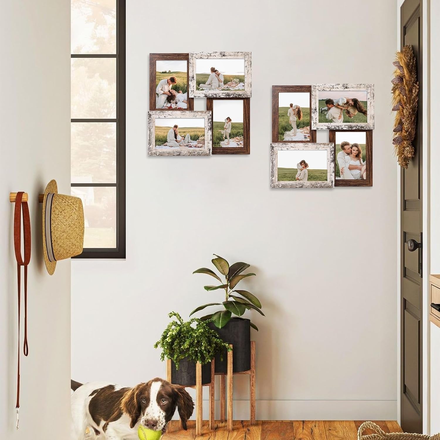 4x6-collage-picture-frames-multi-family-photo-frame-with-real-glass-displays-four-4x6-photo-wall-decor-wall-hanging-or-tabletop-distressed-white-rustic-brown