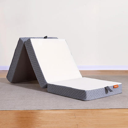 Single Tri-Folding Mattress Topper - 4 Inch Medium Firm Portable Foldable Mattress with Washable Cover & Non-Slip Base - Ideal for Camping, RV, and Guests,White1