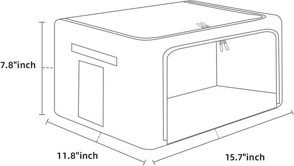 2 Pack Clear Window Storage Bins Foldable Fabric Storage Bins Boxes for Clothes Stackable Box Organizer Set with Carrying Handles (Beige, 22L,15.7X 11.8X 7.8 Inch)4