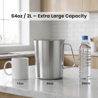 304 Stainless Steel Measuring Cup 64 OZ with OZ/ML Graduations, 8 Cup Kitchen Mixing Pitcher, Precision Engraved Markings, Container for Baking and Frothing, 2 Liter4