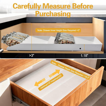 Metal Spice Drawer Organizer, 4 Tier Spice Rack for Drawer, Expandable Seasoning Organizer for 11.4-22.8” Wide Drawer, Holds up to 48 Spice Jars (Not Included), White5