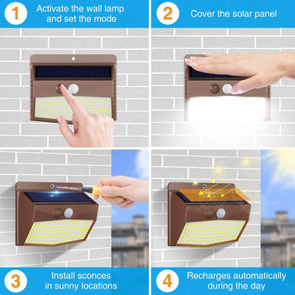 6 Pack Solar Motion Sensor Lights Outdoor Waterproof with 3 Modes5