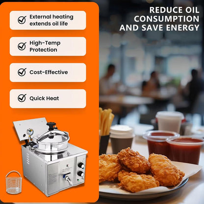 3000W Stainless Steel Electric Pressure Fryer for Chicken Wings & Fries - High-Efficiency Tabletop Cooking Machine for Restaurants & Home Kitchens4