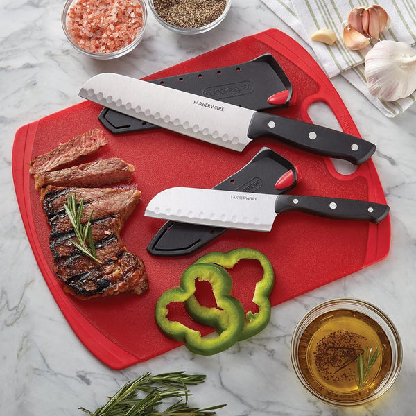 Edgekeeper Self-Sharpening Triple Riveted Santoku Knife Set, 4-Piece, Black5