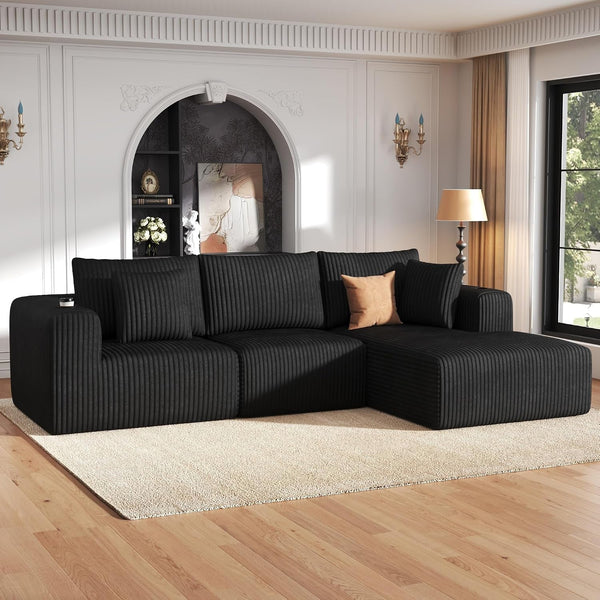 Modular Sectional Sofa, L-Shaped Boneless Cloud Couch Corduroy, No Assembly1