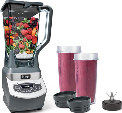 Ninja BL660 Professional Compact Smoothie & Food Processing Blender, 1100-Watts, 3 Functions -For Frozen Drinks, Smoothies, Sauces, & More, 72-Oz.* Pitcher, (2) 16-Oz. To-Go Cups & Spout Lids, Gray1