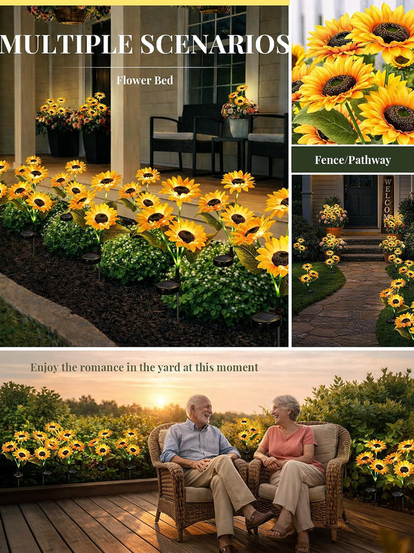 Solar Sunflower Decor, 2 Pack LED Sunflower Gifts for Women6