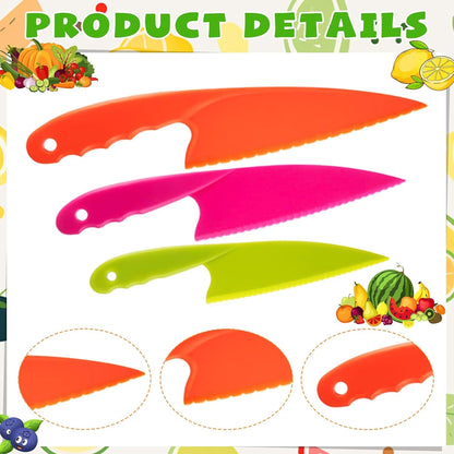 48 Pcs Kid Cooking Kitchen Knife Set, Plastic Serrated Edges Children'S Safe Nylon Knives for Cutting Fruit Bread Cake Salad Lettuce Kids Cooking Supply4