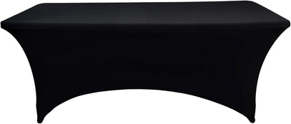 2-Pack 6Ft Black Spandex Table Covers for Rectangle Standard Folding Tables - Wrinkle Resistant Stretch Tablecloths - Ultimate Fitted Table Protector for Parties, Trade Shows, Banquet8