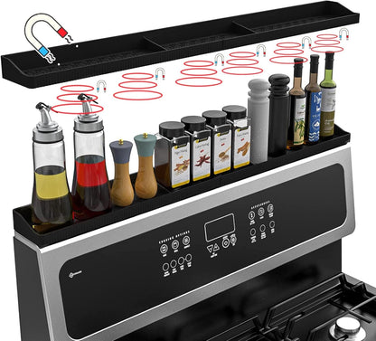 Stove Top Shelf 30 Inch - Silicone Material Magnetic Shelf for Stove -Black1