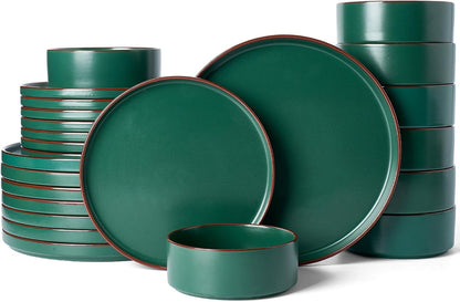 Nebula Ridge 24-Piece Stoneware Dinnerware Set, Dark Green1