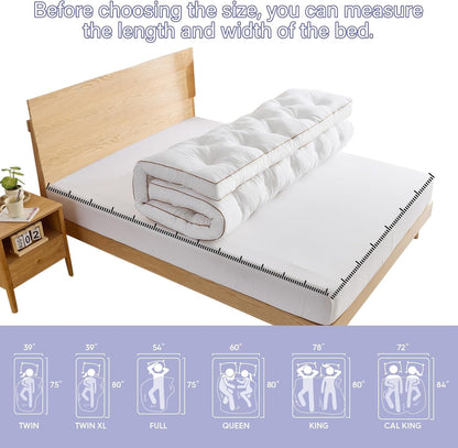 4 Inch Memory Foam Mattress Topper Queen for Back Pain Relief, Filled with Breathable Gel Memory Foam, Fluffy Comfort Supportive Pillow Top Mattress Topper, 80X60X4In5