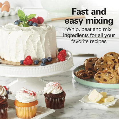 6-Speed Electric Hand Mixer with Quickburst and Bowl Rest | Powerful 250 Watt Motor | Traditional Beaters | Snap-On Storage Case | White | 62682G7