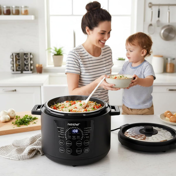 Electric Pressure Cooker 6 Quart Capacity | 9 Function Digital Countertop Pressure Cooker | Adjustable Time & Temperature | Cook, Bake, Steam, Broil, & Braise | 13.1 X 11.4 in | Black4