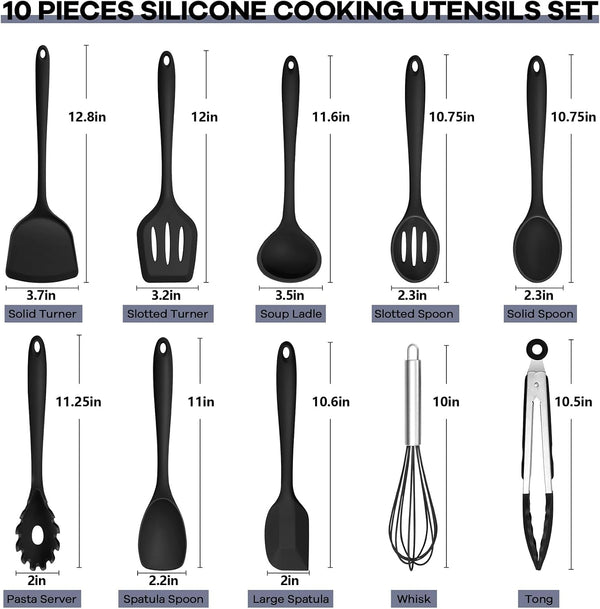 Silicone Cooking Utensils, 10 Pcs Kitchen Cooking Utensils Set2