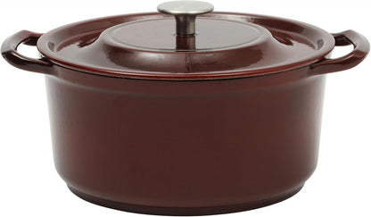 Oak Park 5-Quart Cast Iron Dutch Oven Casserole with Lid with Metallic Enamel - Red1