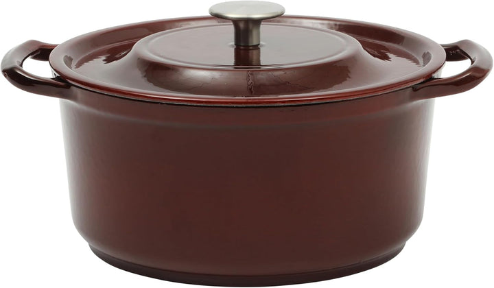 Oak Park 5-Quart Cast Iron Dutch Oven Casserole with Lid with Metallic Enamel - Red