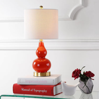 Anya Gourd Glass Table Lamp 20.5", Sunset Orange2