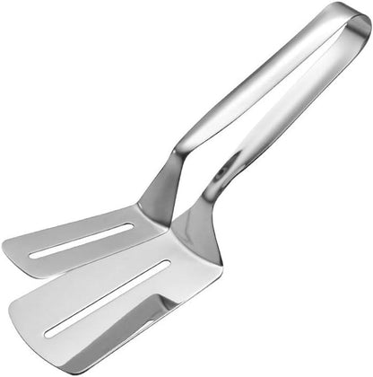 1PC Stainless Steel Cooking Tongs - Double Sided Spatula Ideal for Flipping in BBQ, Grilling and Home Cooking - Perfect for Beefsteak, Bread, Hamburger, Pizza, Pies and Fish8
