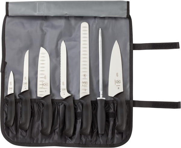 Millennia 8-Piece Knife Roll Set, Black Handles1