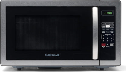 1.1 Cu. Ft. Countertop Microwave Oven – 1000 Watts Power, Auto Cook Settings, Defrost, Easy Clean and Child Safety Lock - Stainless1