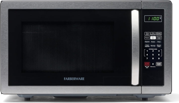 1.1 Cu. Ft. Countertop Microwave Oven – 1000 Watts Power, Auto Cook Settings, Defrost, Easy Clean and Child Safety Lock - Stainless