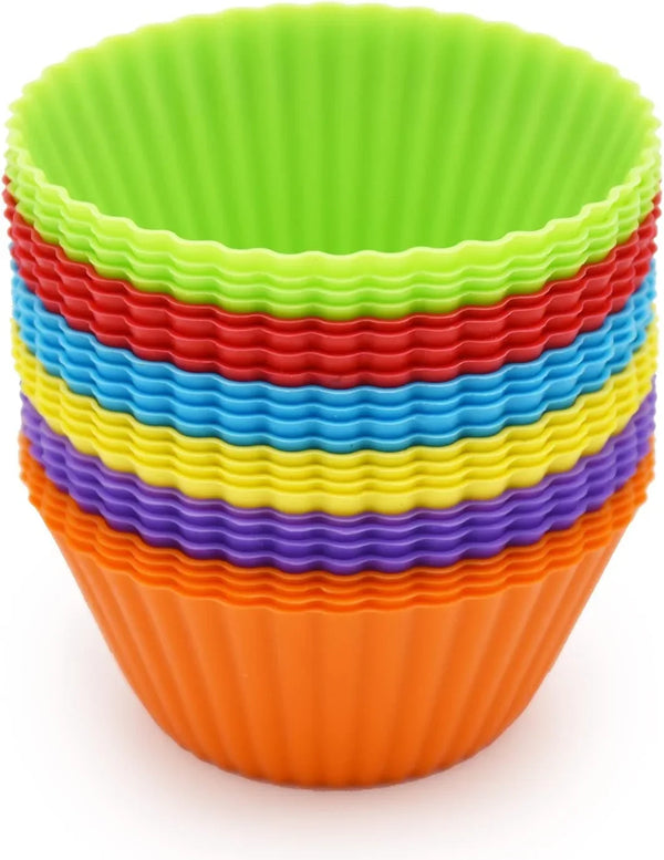 24 Pack Silicone Baking Cups, Reusable Cupcake Liners Molds, Multicolor | BPA Free, Easy Clean Muffin Cup, Dishwasher Safe, Non-Stick Muffin Cupcake Liners for Party Halloween Christmas, Regular Size1