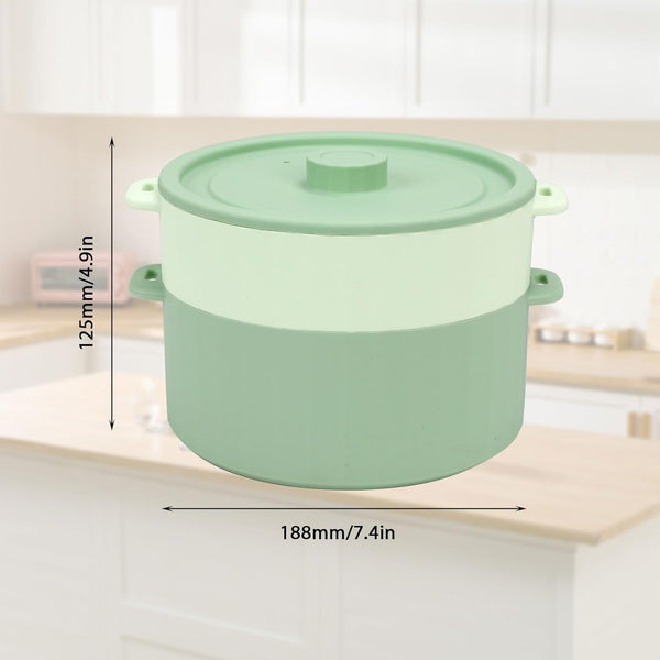 Microwave Rice Cooker, 2-Layer Microwave Pasta Cooker and Steamer for Rice, Vegetables, Quinoa, Oatmeal, Ramen –Silicone Non-Stick (Green)3