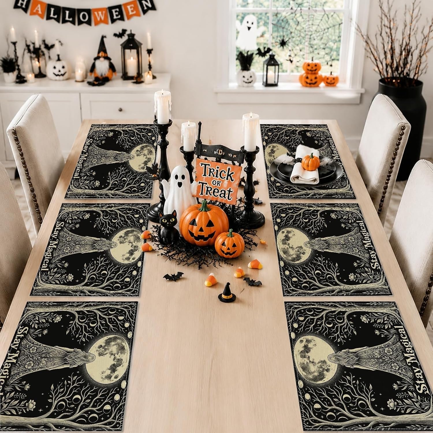 moon-placemats-set-of-6-fanciful-fantasy-trees-flowers-mystical-black-washable-non-slip-linen-placemats-decor-for-kitchen-indoor-outdoor-dinner-bbq-party-18x12-inch