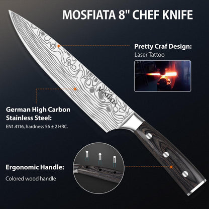 Professional Chef Knife Set with German High Carbon Stainless Steel Kitchen Knife Set 3 Pcswith Finger Guard,Knife Sharpener,Knives Set for Kitchen with Gift Box3