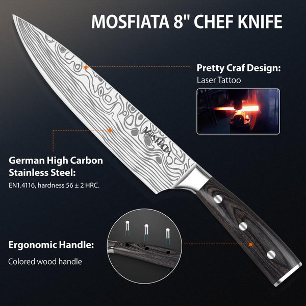 Professional Chef Knife Set with German High Carbon Stainless Steel Kitchen Knife Set 3 Pcswith Finger Guard,Knife Sharpener,Knives Set for Kitchen with Gift Box3