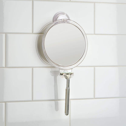 Plastic Power Lock Suction Shower Shaving Razor Holder, Fog-Free Bathroom or Tub, 6" X 2" X 7", Mirror-Round2