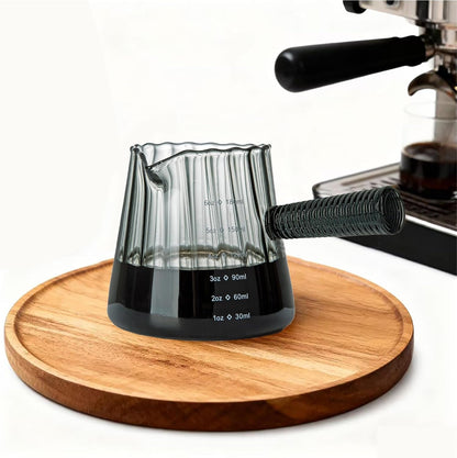 6OZ Glass Measuring Cup, Conical Espresso Cup, Glass Handle, Dark Gray9