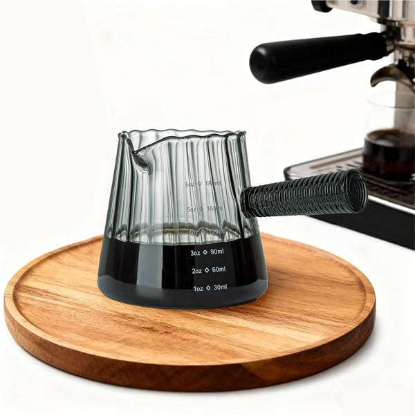 6OZ Glass Measuring Cup, Conical Espresso Cup, Glass Handle, Dark Gray9