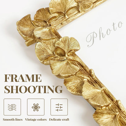 4X4 Picture Frame Small Gold Square Frame, Vintage Ginkgo Leaf5
