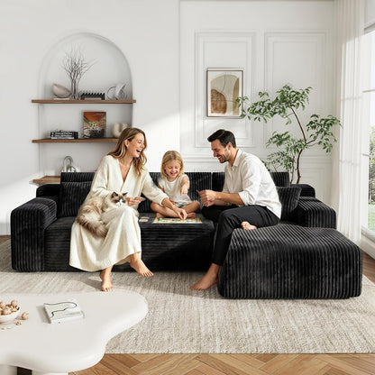 96'' L-Cloud Sectional Boneless Couches for Living Room, Black8