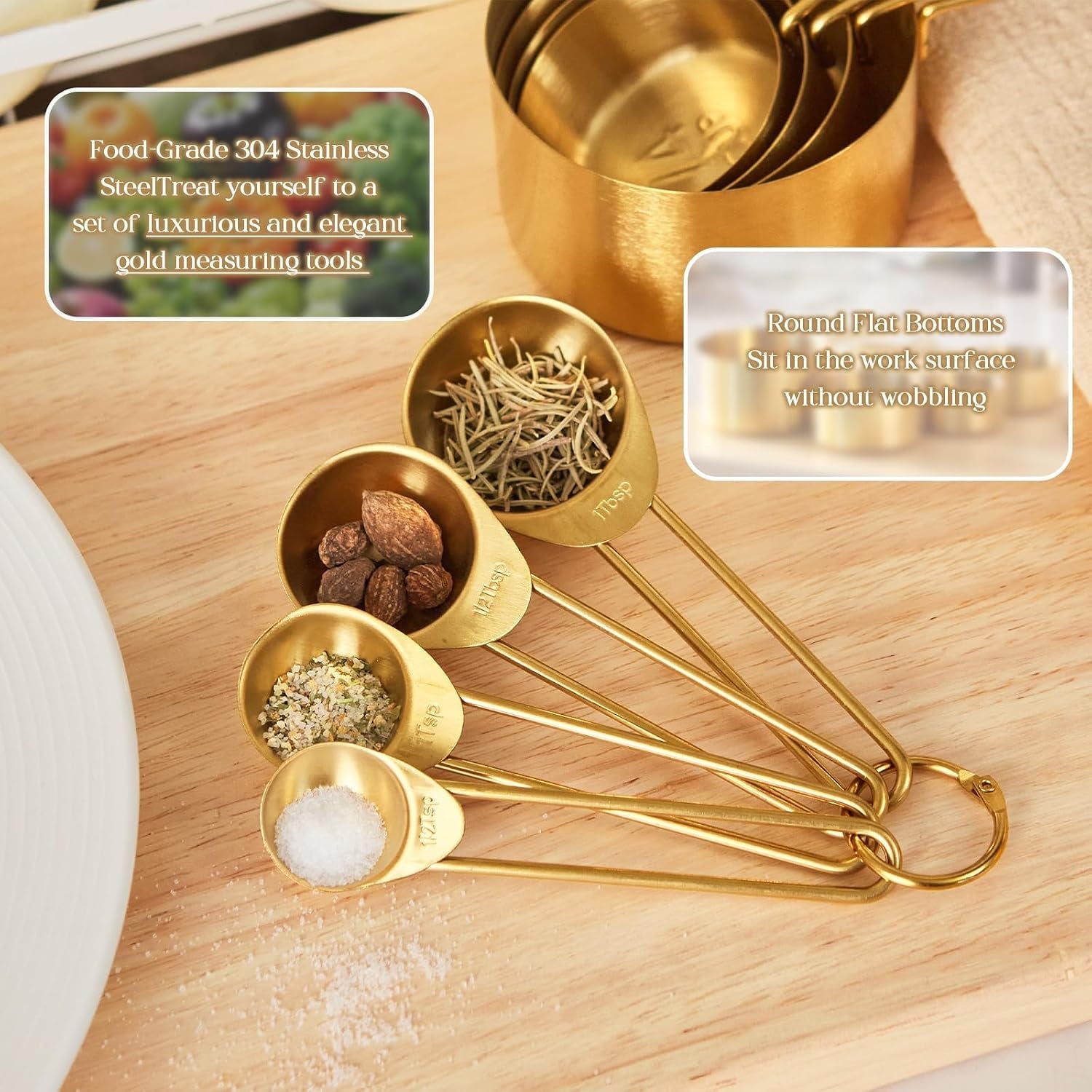 golden-304-stainless-steel-measuring-cups-and-spoons-set-8pcs-stackable-long-handle-fits-narrow-jars-premium-gold-kitchen-accessories-for-liquid-dry-ingredients-baking-cooking-durable-rust-proof
