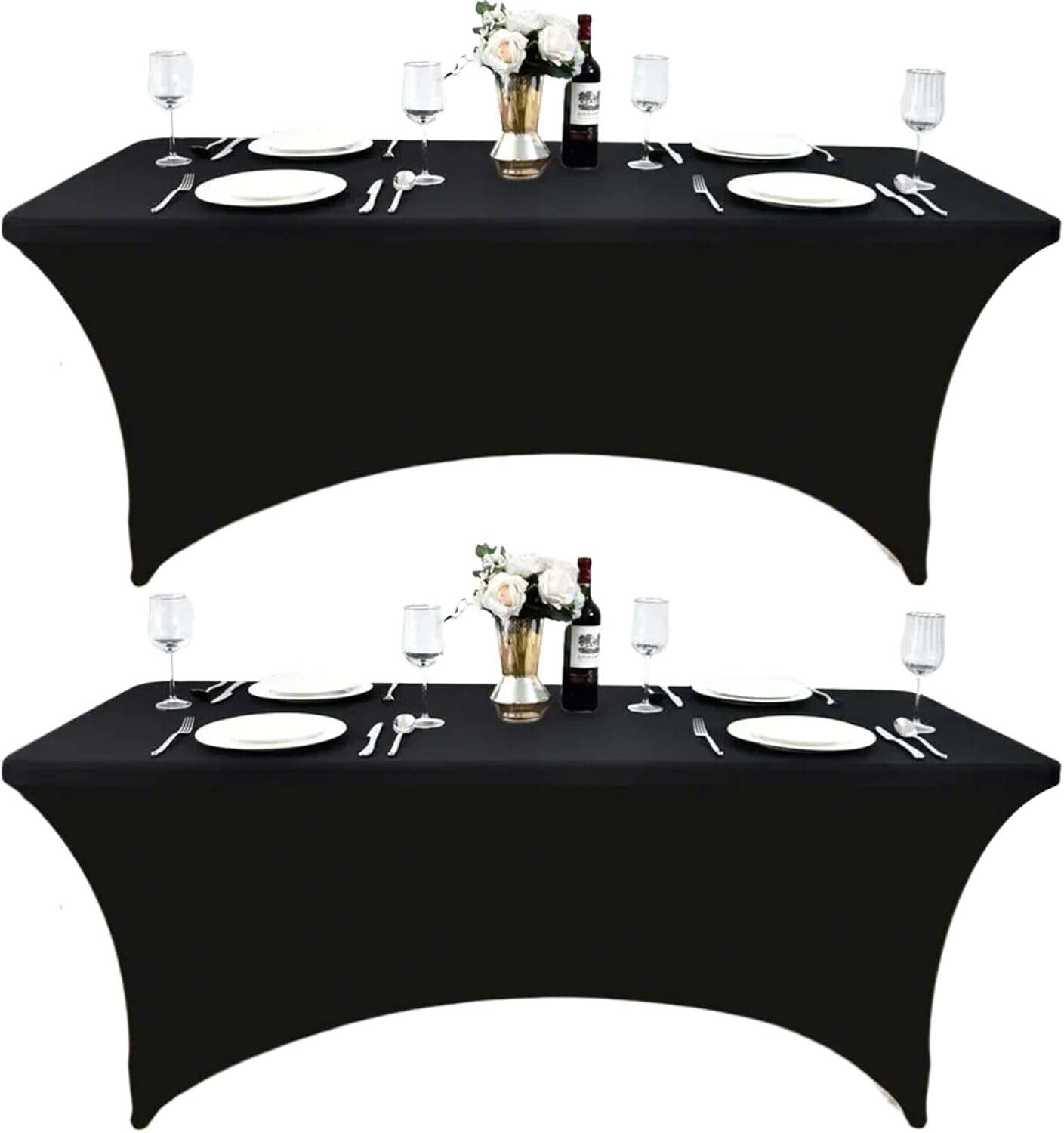 2-pack-6ft-black-spandex-table-covers-for-rectangle-standard-folding-tables-wrinkle-resistant-stretch-tablecloths-ultimate-fitted-table-protector-for-parties-trade-shows-banquet